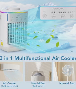 Draagbare Mini Air Cooler met Verneveling en LED Nachtlampje