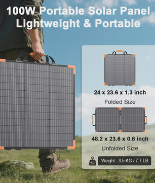 MHPOWOS 100W Bifacial Zonnepaneel - Draagbaar, Hoge Efficiëntie voor Camping & Outdoor
