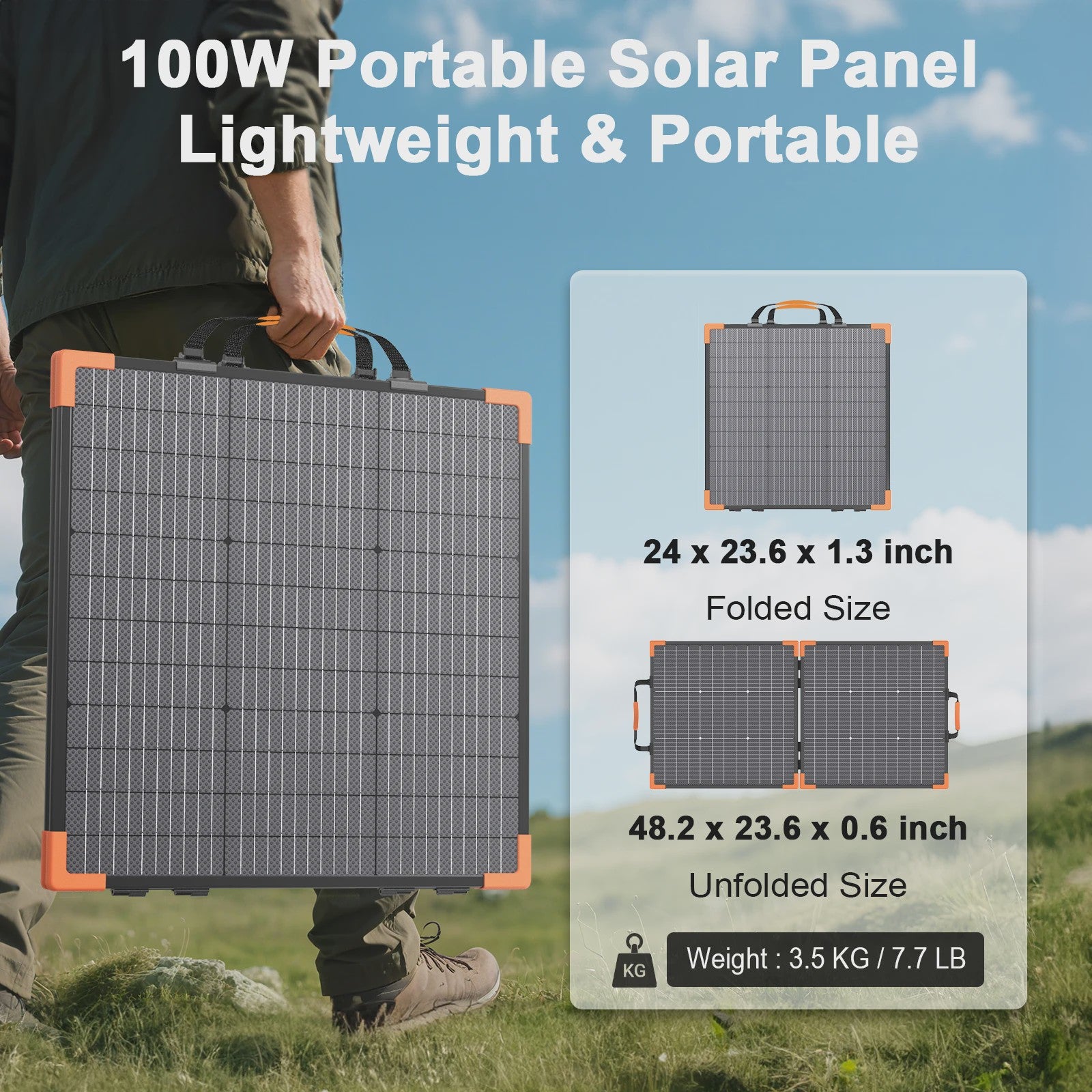 MHPOWOS 100W Bifacial Zonnepaneel - Draagbaar, Hoge Efficiëntie voor Camping & Outdoor