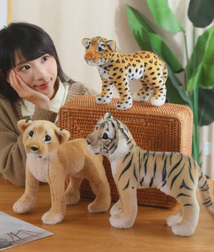 Realistische Pluche Dieren Knuffels - Tijger, Leeuw & Luipaard - Zacht Speelgoed & Decoratie