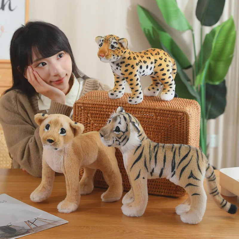 Realistische Pluche Dieren Knuffels - Tijger, Leeuw & Luipaard - Zacht Speelgoed & Decoratie
