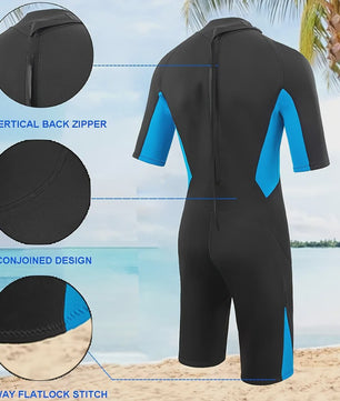 Heren Wetsuit 3mm Neopreen Korte Mouw - Duiken, Surfen & Watersport