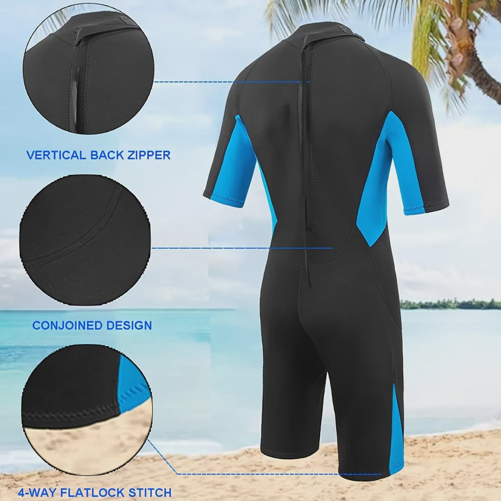 Heren Wetsuit 3mm Neopreen Korte Mouw - Duiken, Surfen & Watersport