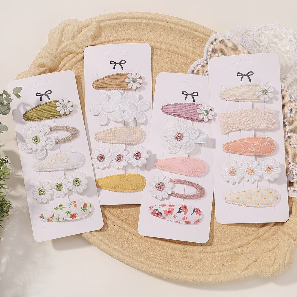 Set van 5 Schattige Baby Haarclipjes voor Meisjes met Bloemen en Leuke Designs