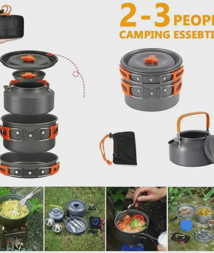 Kampeer Kookset Aluminium Outdoor Keukengerei Set - 12 Delig voor 2-3 Personen