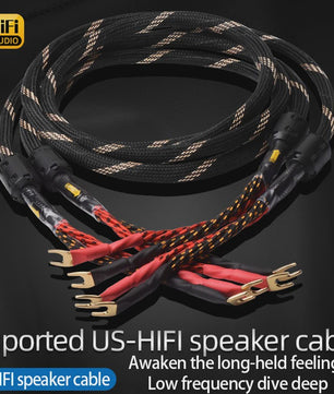 High-End Hifi Luidsprekerkabel - 6N OFC Koper, Vergulde Banana/Y-stekkers