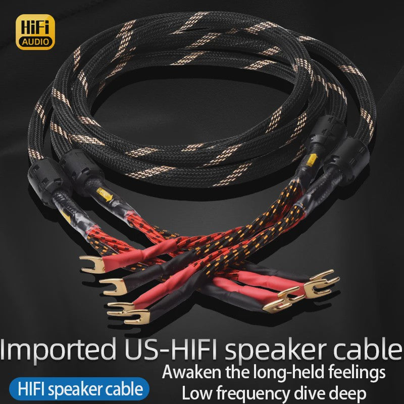 High-End Hifi Luidsprekerkabel - 6N OFC Koper, Vergulde Banana/Y-stekkers