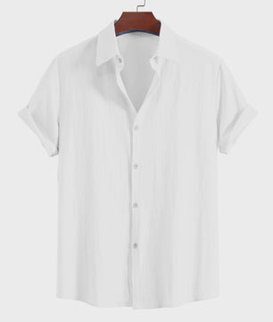 Comfortabel Heren Overhemd met Korte Mouw en Kraag - Zomerse Casual Stijl van Puur Katoen