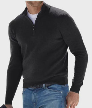 Heren Trui met Halve Rits en V-hals - Lichtgewicht Herfst/Winter Pullover