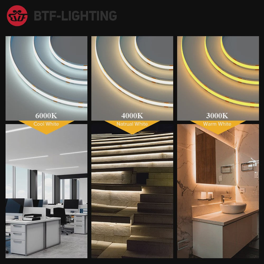 FCOB LED Strip 12V/24V - Hoge Dichtheid, Flexibel, Dimbare Verlichting (RA90)