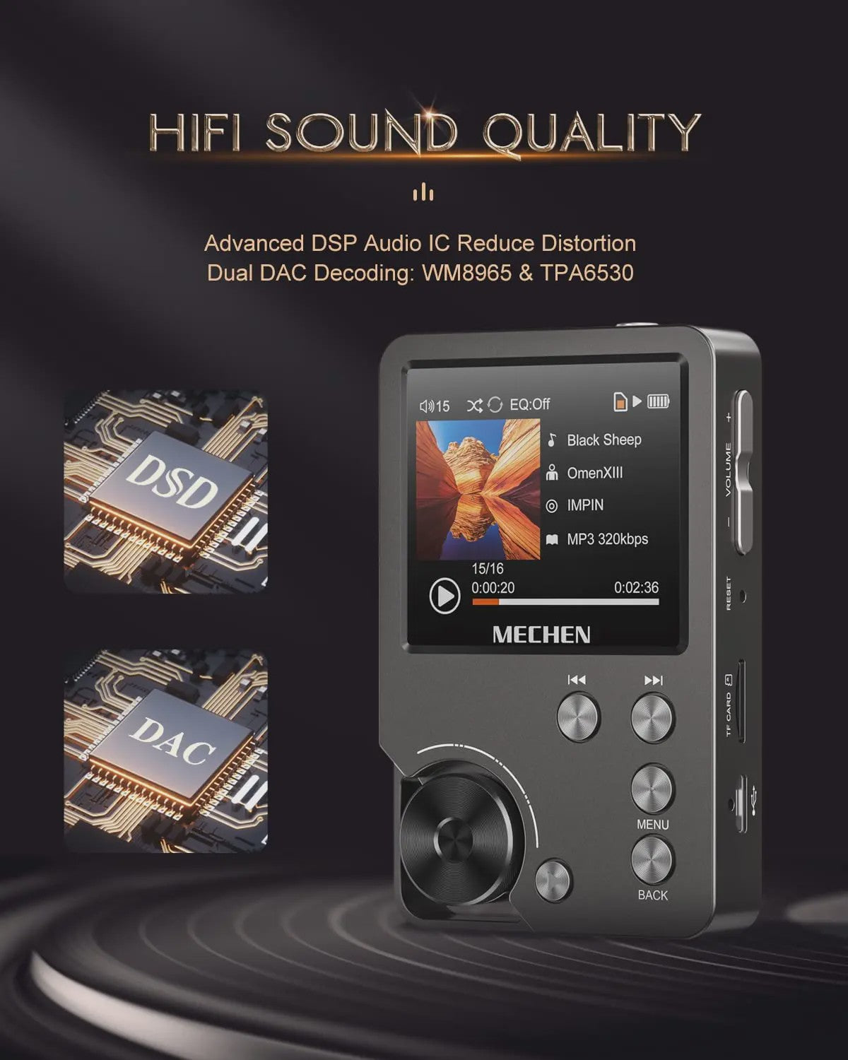 Draagbare Hi-Fi MP3 Speler met 64GB Kaart - Lossless DSD Audio