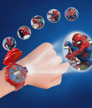 Projectie Kinderhorloge met Superhelden - Spiderman, Iron Man, Captain America & Hulk