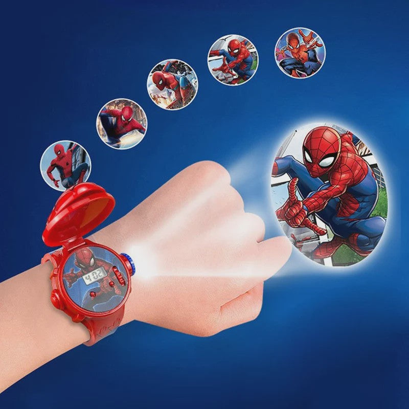 Projectie Kinderhorloge met Superhelden - Spiderman, Iron Man, Captain America & Hulk