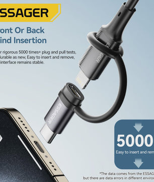 Essager Lighting naar USB-C OTG Adapter - 3A Snelladen & Data voor iPhone/Type-C