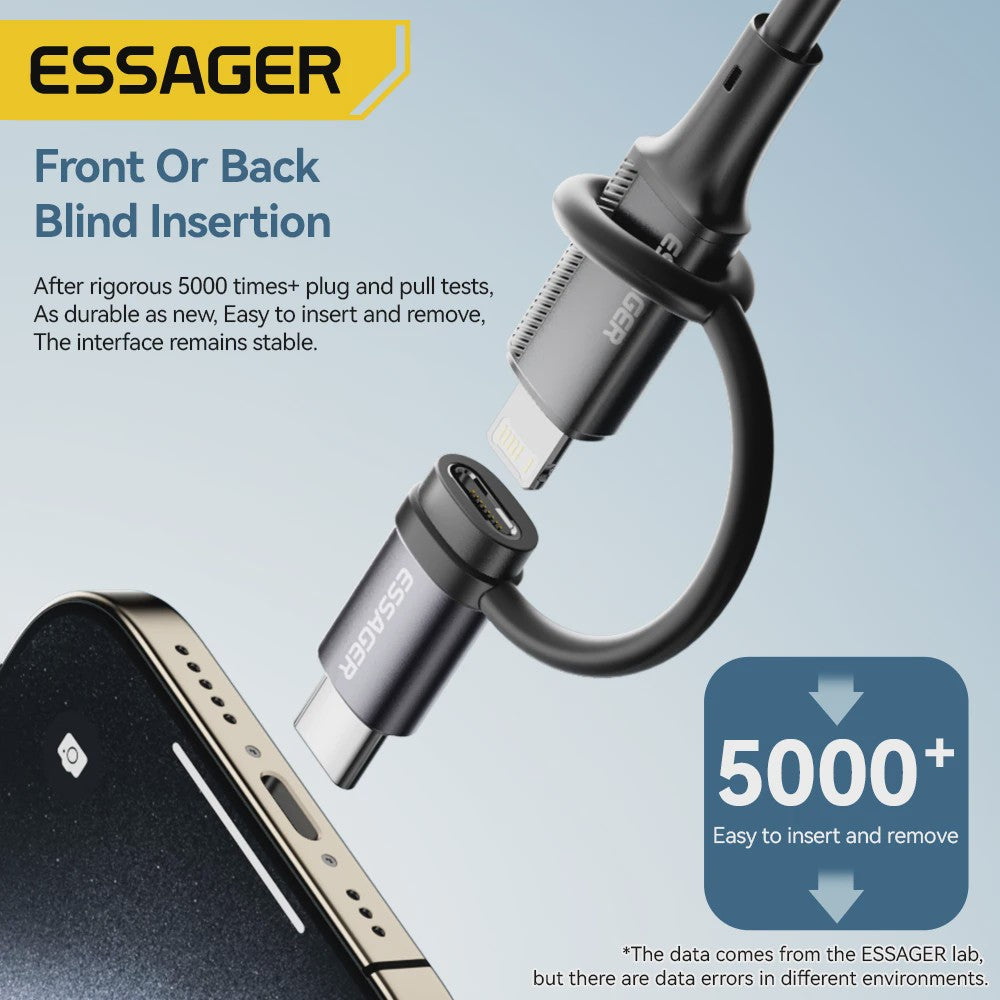 Essager Lighting naar USB-C OTG Adapter - 3A Snelladen & Data voor iPhone/Type-C