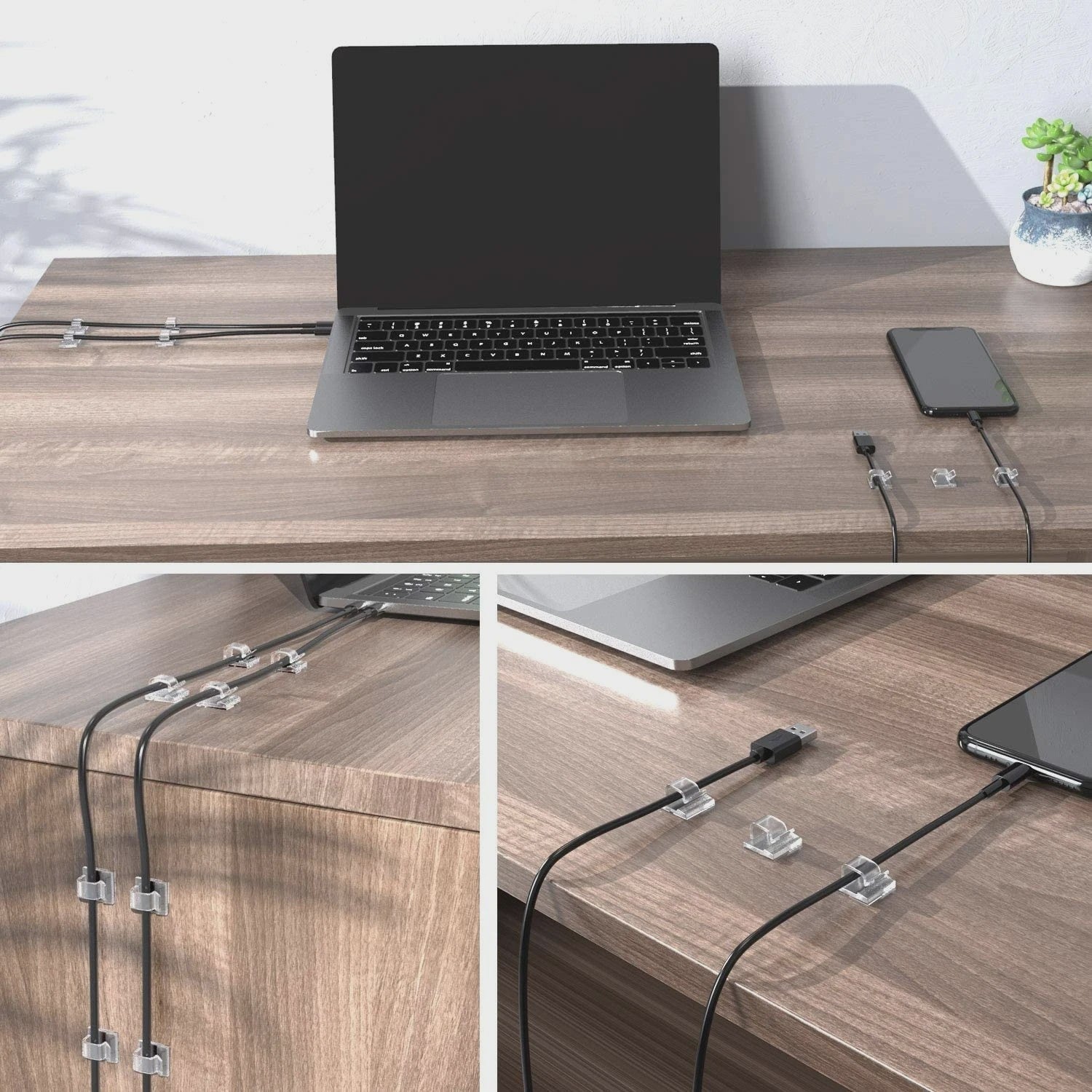 50 Stuks Kabel Organizer Clips - Kabelmanagement & Snoerhouder voor Bureau, Wandmontage & Opladen