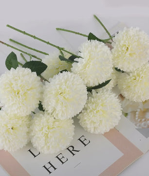 Kunstboeket Chrysant Ballen - 12 stuks
