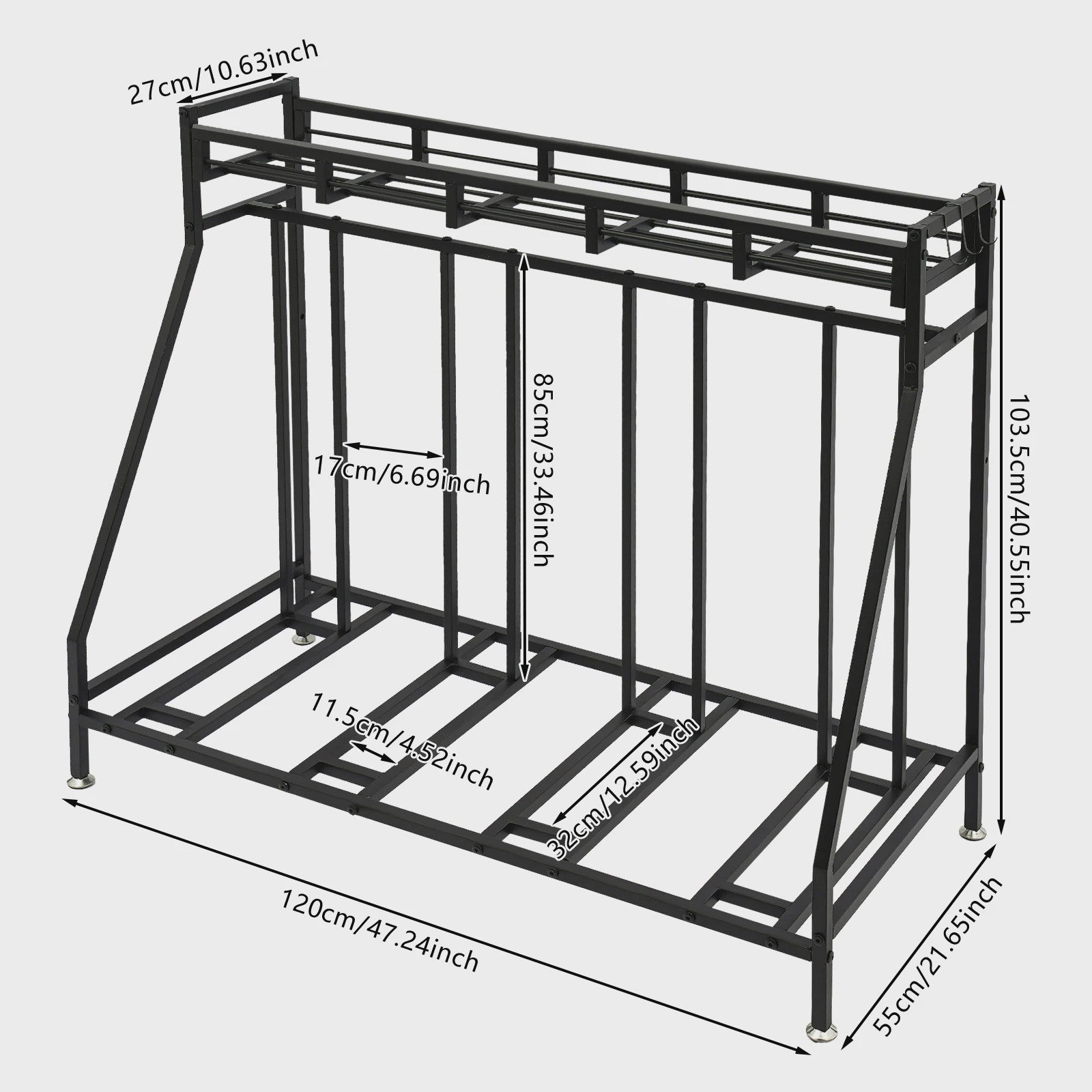 4-Plaats Fietsenrek Staand met Haken - Indoor Fietsenstalling Organizer