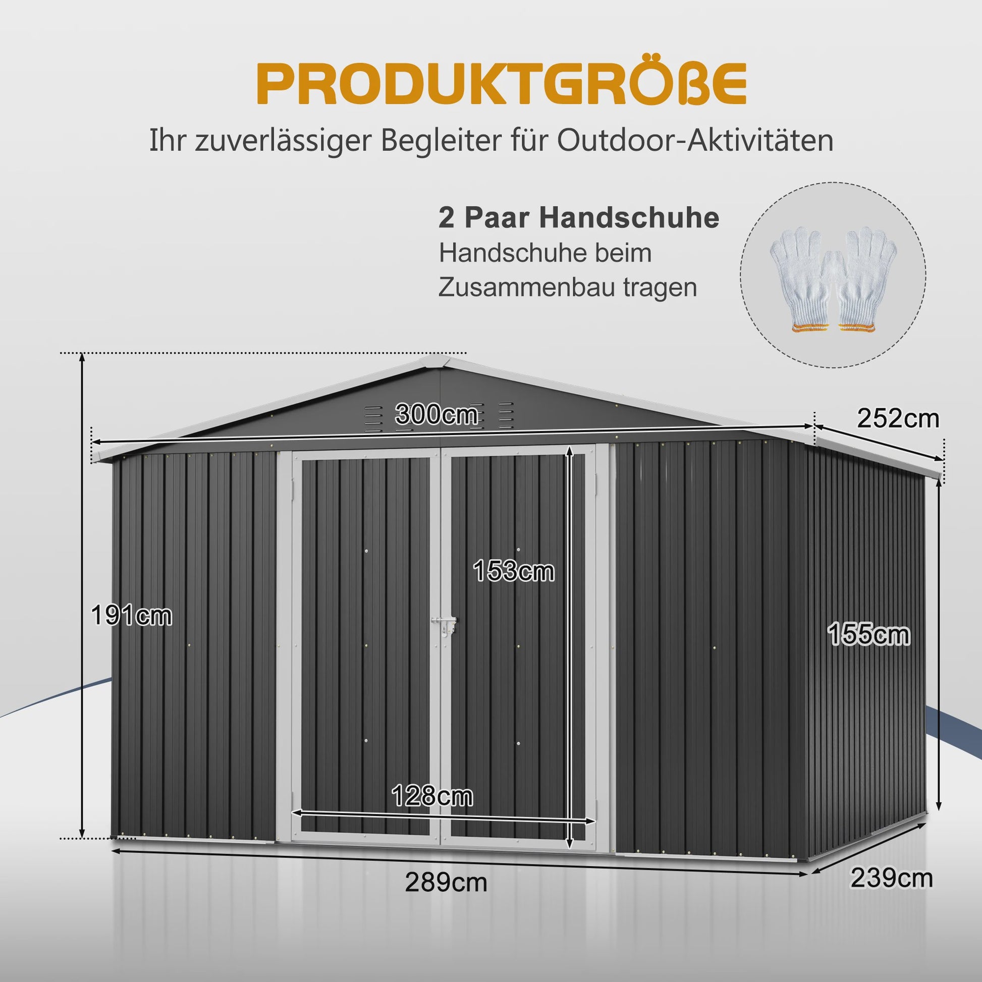 Grote Metalen Tuinhuis 289x239x191cm - Waterdicht, Roestbestendig & Afsluitbaar