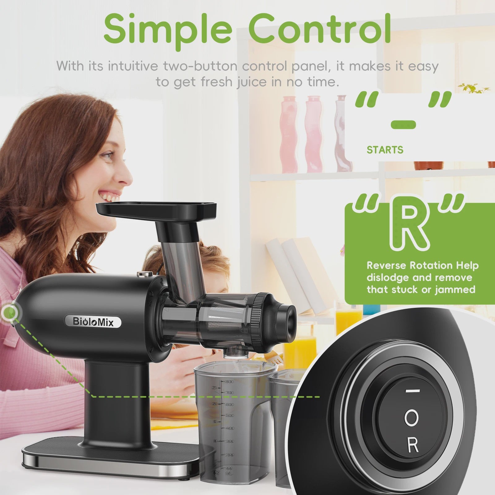 BioloMix Slowjuicer - Koude Persing, Hoge Sapopbrengst & Stille Werking