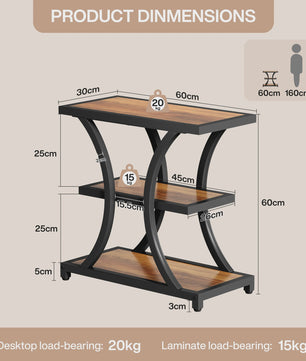 Industriële Salontafel met Opbergruimte - 3 Laags Bijzettafel - Metaal & Rustiek Bruin