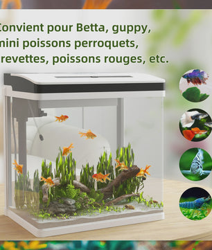 Pawut Aquarium 28L met LED Verlichting en Filter - Wit