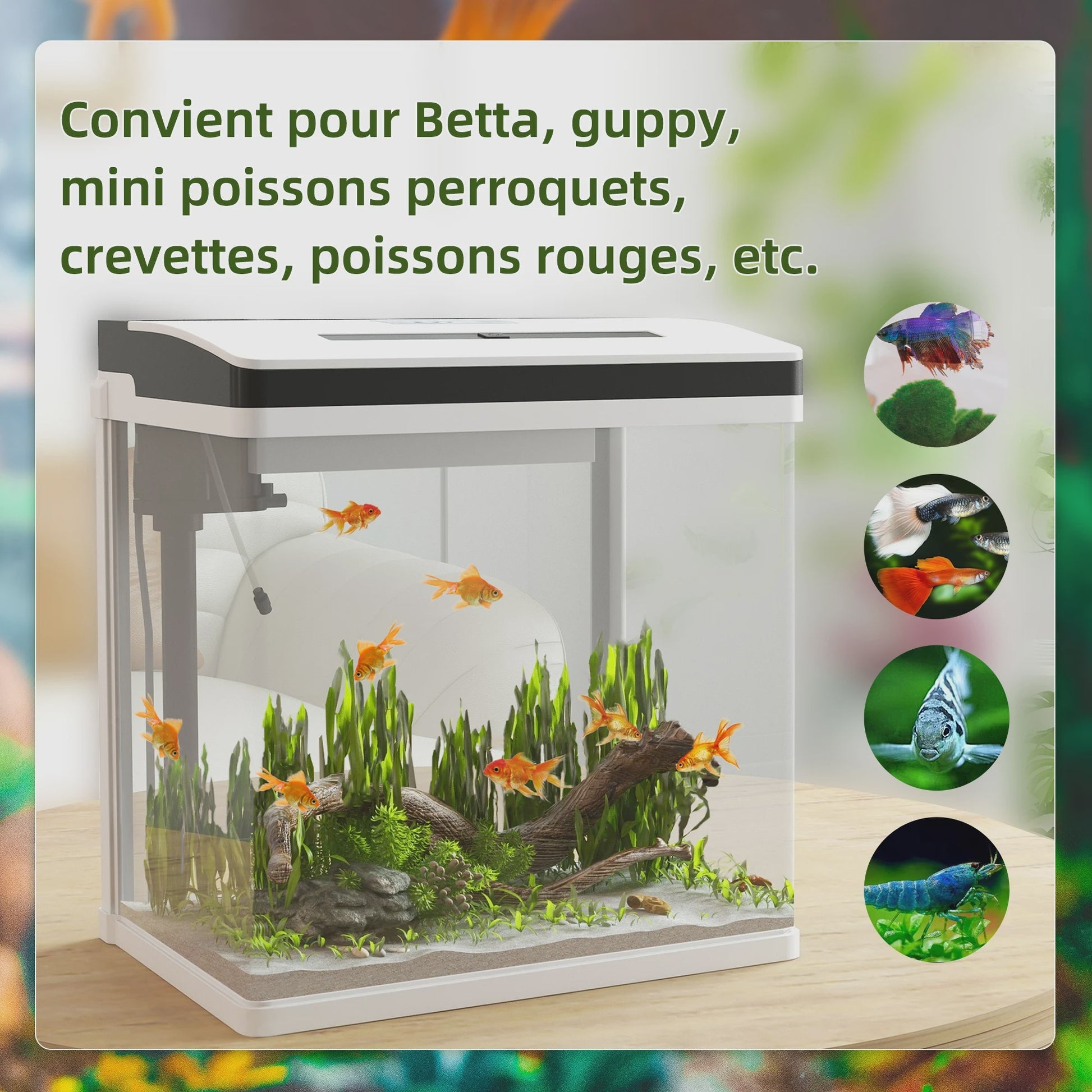 Pawut Aquarium 28L met LED Verlichting en Filter - Wit