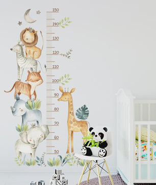 Vrolijke Groeimeter Muursticker met Safari Dieren - Perfect voor de Kinderkamer