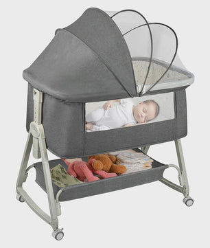 4-in-1 Baby Co-Sleeper Crib: Verstelbaar, Kantelbaar, Wielen met Rem, Matras, 0-24 Maanden