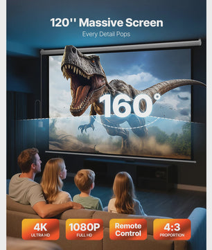 Elektrisch Projectiescherm 72-120 inch 4:3 HD Motorized met Afstandsbediening