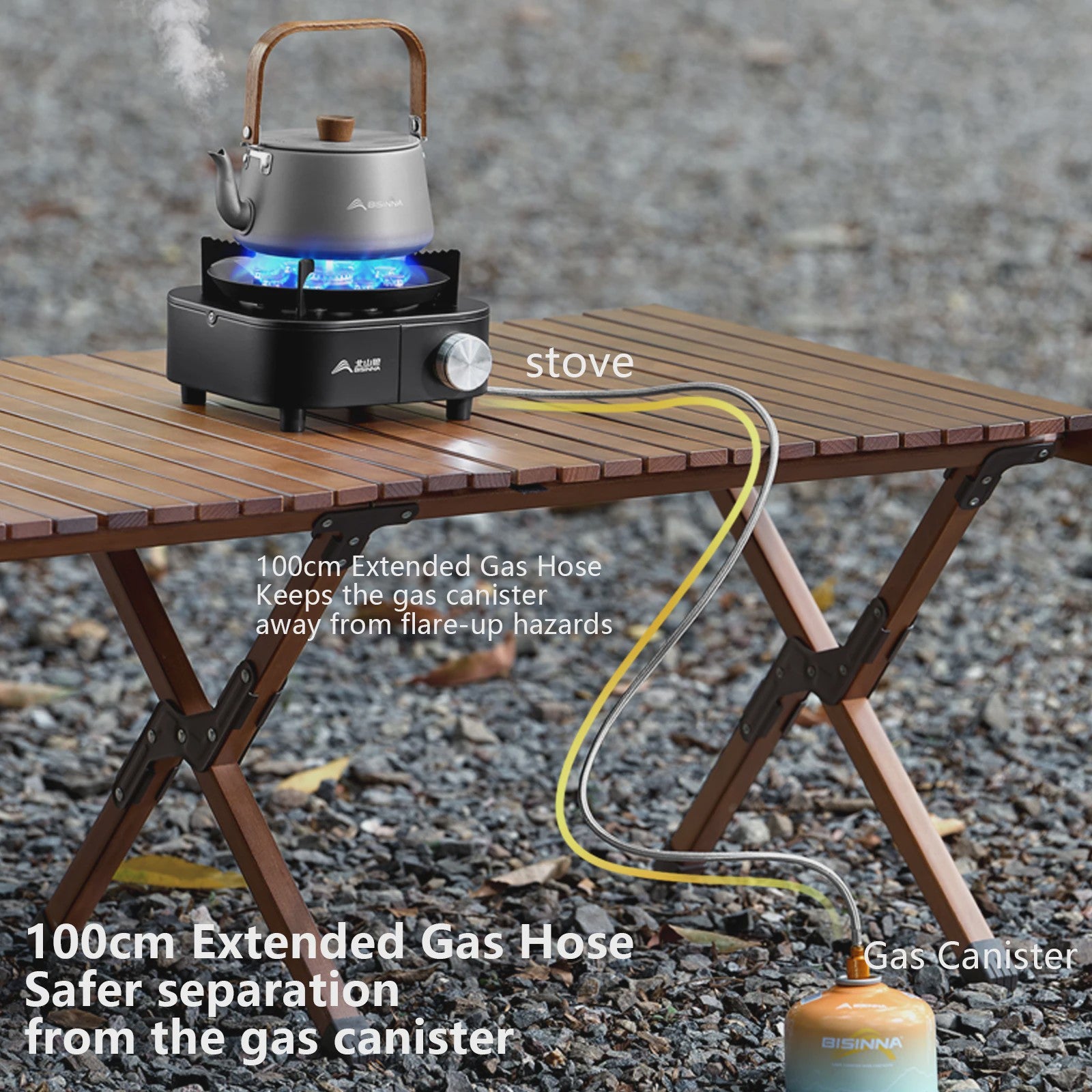 BISINNA Draagbare Camping Gasbrander 10000W - Krachtige Vlam voor Buiten Koken & Barbecue