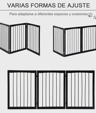 Pawhut Portable 3-Panel Folding Pet Safety Barrier for Doors Stairs Hallways Dark Coffee 160X76 cm