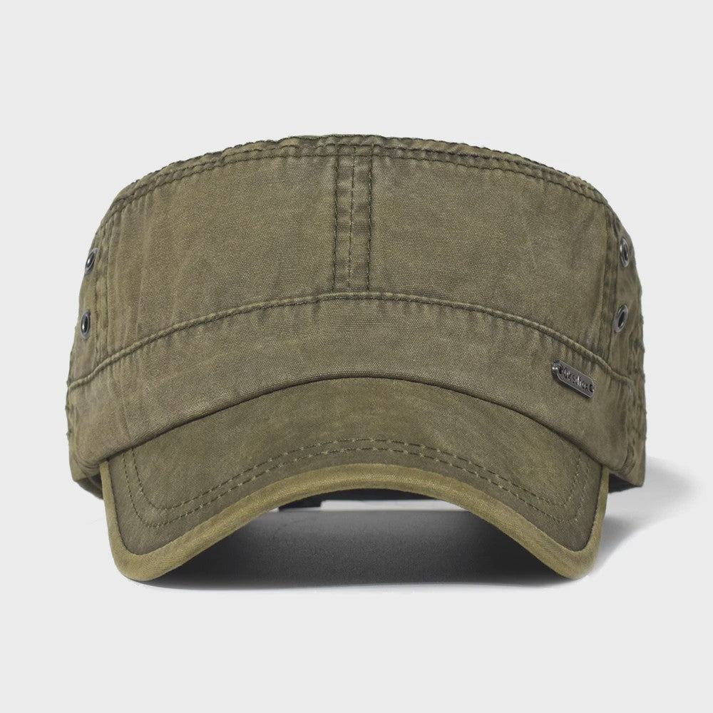 Vintage Washed Cotton Pet Cap - Stijlvolle Platte Pet voor Heren en Dames