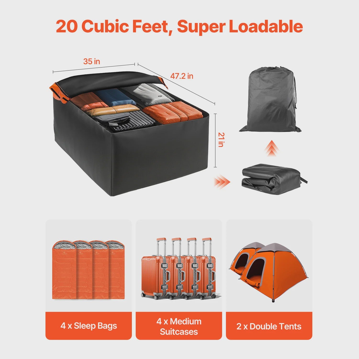 Waterdichte Dakkoffer Bagagebox 20/23 Kubieke Voet - Ruimtebesparend en Duurzaam
