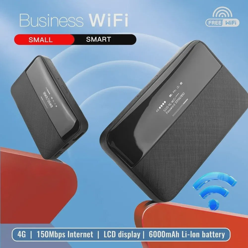 KuWFi 4G Pocket WiFi Router - 150Mbps Mobiele Hotspot met 6000mAh Batterij & SIM-kaart