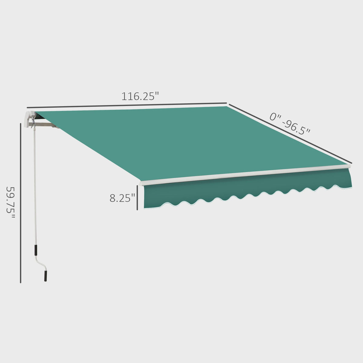 Uitschuifbare Handbediende Zonwering Luifel 295x245 cm met Slingslinger