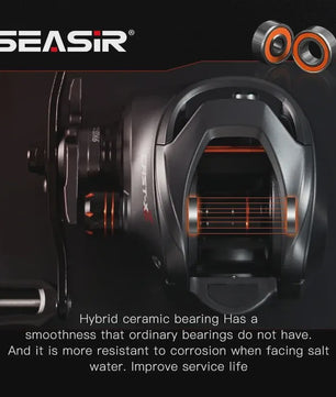SEASIR Cast X2 Baitcasting Reel - 7.3:1 Versnelling, Keramische Lagers & Carbon Washer