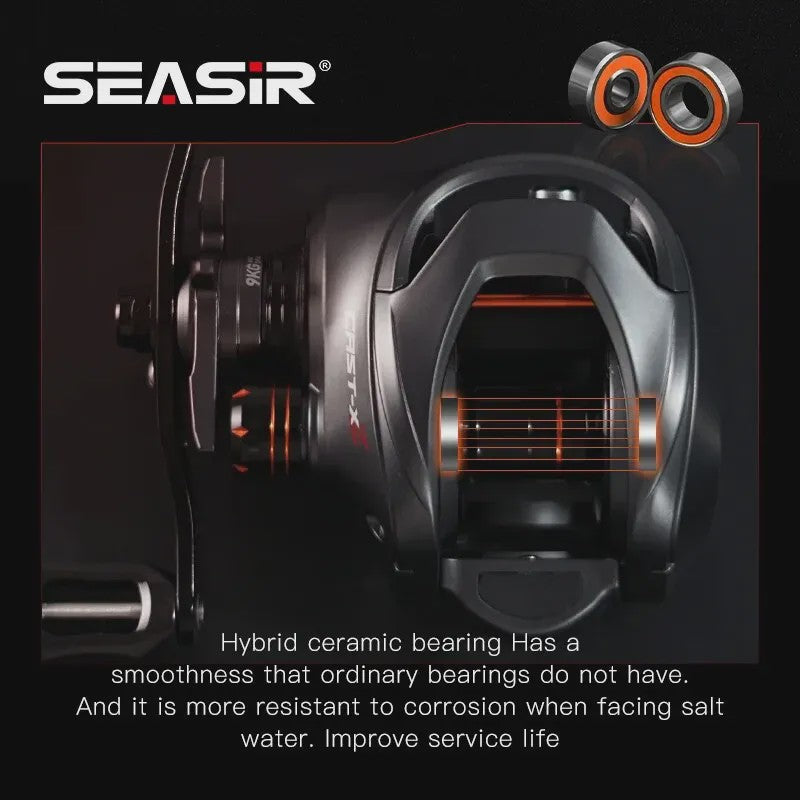 SEASIR Cast X2 Baitcasting Reel - 7.3:1 Versnelling, Keramische Lagers & Carbon Washer