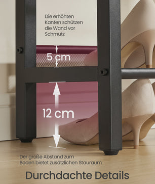 VASAGLE 3-laags Schoenrek - Industrieel Design met Verhoogde Randen