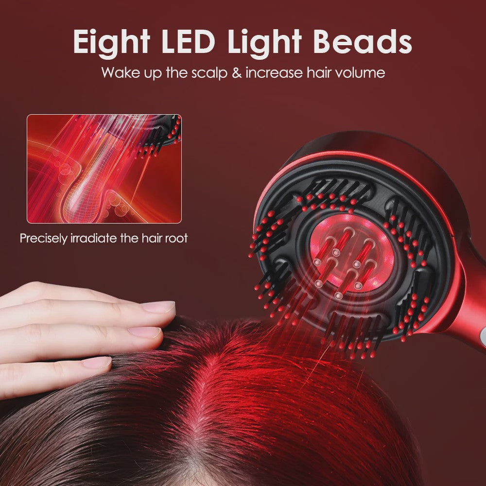 Elektrische Scalp Massage Kam met Vibratie & Lichttherapie voor Haargroei