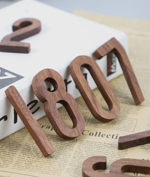 Houten Huisnummer met Magneet - 3 Inch Walnoot - 3D Adresnummer voor Buiten