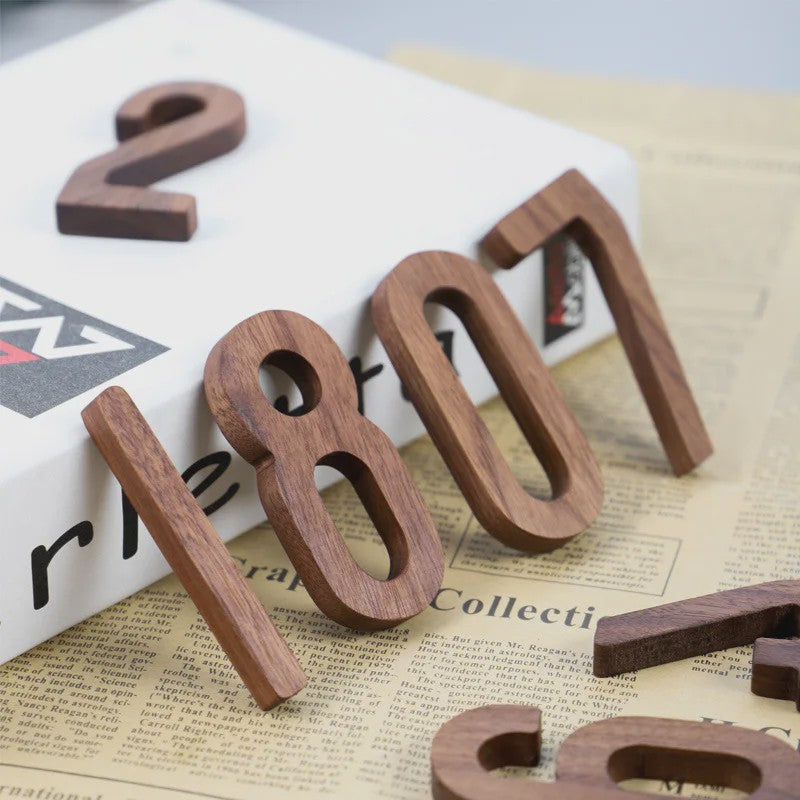 Houten Huisnummer met Magneet - 3 Inch Walnoot - 3D Adresnummer voor Buiten