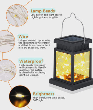 Retro Solar Lantaarn met LED Kaarslicht - Tuinverlichting & Decoratie