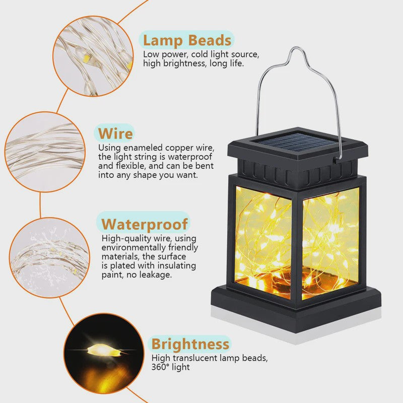 Retro Solar Lantaarn met LED Kaarslicht - Tuinverlichting & Decoratie