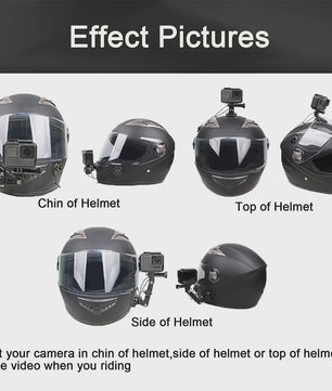 Motorhelm Mount Kit voor GoPro, SJCAM, AKASO, Insta360 - Kin, Zijkant, Top