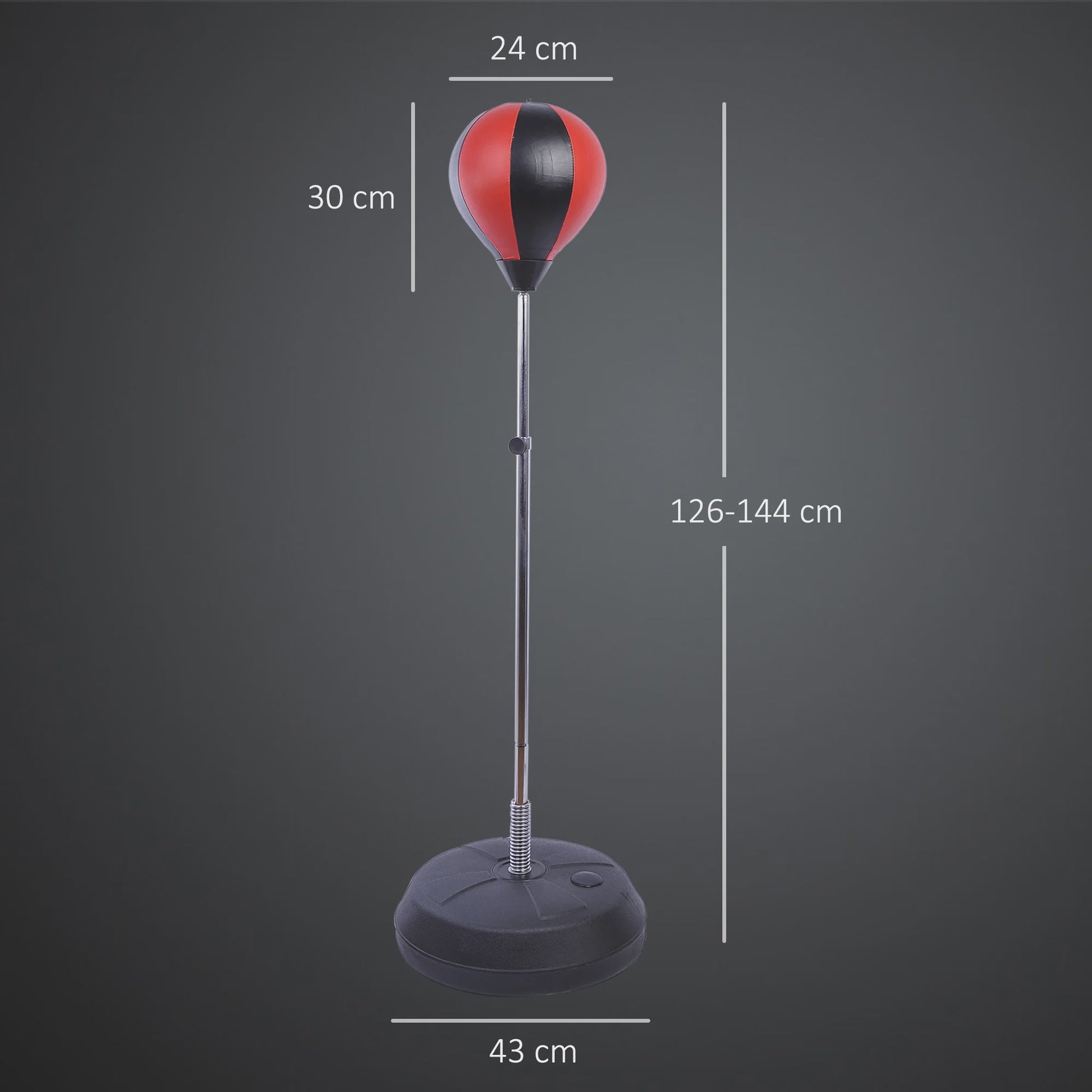 HOMCOM Punching bag on foot Punching ball on foot adjustable in height-cm with gloves, pump and base for teenagers and beginners black and red