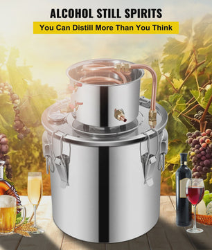 VEVOR 19L RVS Alcohol Distilleerder - Koperen Koeler voor Wijn, Whisky, Essentiële Olie