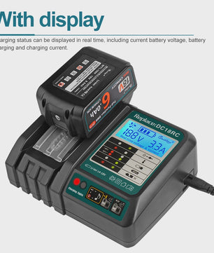 Waitley Snellader voor Makita 18V & 14.4V Accu's - Met Display, Koelventilator & EU Stekker