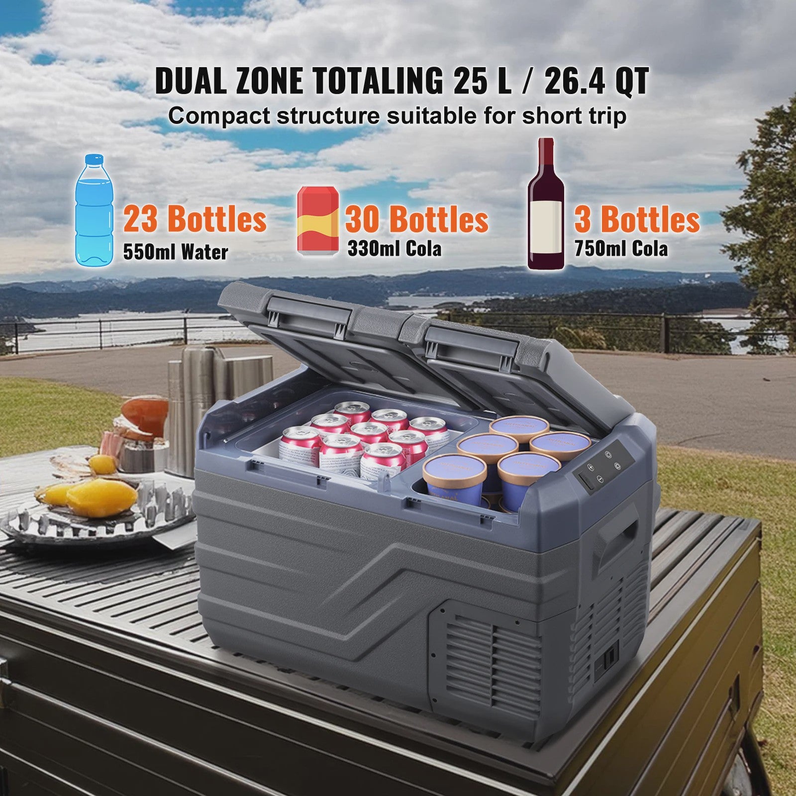 Draagbare Dubbel Zone Vriezer Koelkast met Compressor - 12/24V DC & AC