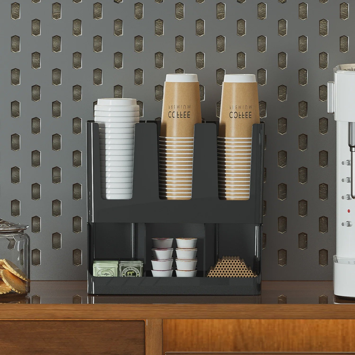 Wandmontage Koffie Station Organizer - Opslag voor Bekers, Cups en Bar Accessoires
